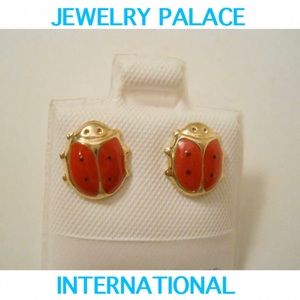 14K Gold Filled Three Tone Ladybug Stud Earrings.